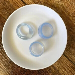 ❤️ NEW 2/$20 or 3/$25 Set of 3 Statement Rings Blue Oversized Acrylic Size 6/7